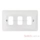 3 Gang White Moulded Grid Plate